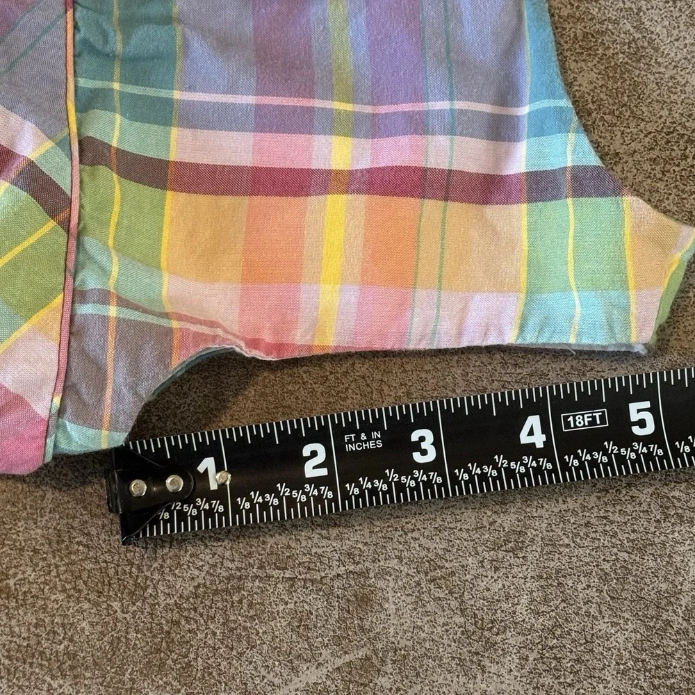 Ralph Lauren Girls Madras Plaid Party Dress Tiered Ruffle Cotton Sz 5